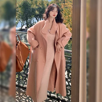 20223 Осень и зима Новое Универсальное шерстяное пальто средней и длинной длины в Корейском повседневном модном стиле, свободное универсальное пальто