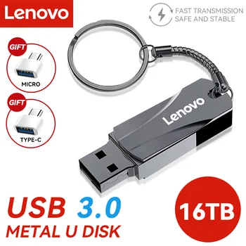 Lenovo USB 3.0 Флэш-накопитель Металлический Флеш-накопитель 2 ТБ/1 ТБ/512G Водонепроницаемый Высокоскоростной Флэш-диск Mini Memory Sticks 2 ТБ U-Дисковый Флеш-накопитель