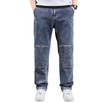 Mcikkny Мужские Винтажные Свободные Повседневные джинсовые брюки в стиле пэчворк Прямые джинсовые брюки Плюс Размер 29-44