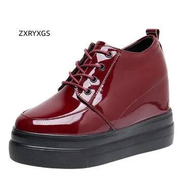 ZXRYCGS 2023 Темпераментный Тренд, Женская обувь из лакированной кожи На Высоком каблуке, Увеличенная обувь на платформе, Осенне-зимняя Женская обувь