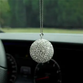 Автомобильные подвески с бриллиантовым хрустальным шаром для украшения зеркала заднего вида
