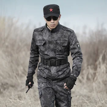 Армейская военно-тактическая форма для мужчин на открытом воздухе, Черный Камуфляжный боевой костюм для военной игры в страйкбол Cs, Тренировочная одежда, куртка + брюки 4xl