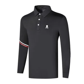Весенне-осенняя одежда для гольфа, спортивный досуг, Уличная мужская футболка с воздушной сушкой, рубашка-поло с длинными рукавами, высокое качество