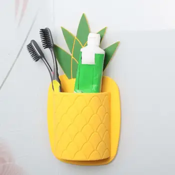 Держатель зубной щетки в форме ананаса, Подвижная Силиконовая полка для хранения зубной пасты в ванной, Настенный Стеллаж для хранения принадлежностей для ванной комнаты