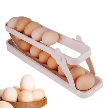 Дозатор яиц в холодильнике, 2-Уровневый держатель для яиц с автоматической прокруткой, Ящик для хранения яиц Gravitys Track, контейнер-органайзер