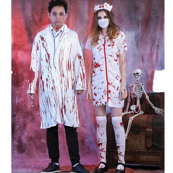 Костюм на Хэллоуин для женщин, мужчин, взрослых, косплей, ужас, кровавый зомби, униформа медсестры для влюбленных, карнавальные костюмы для вечеринок 코스프레 성인 여성