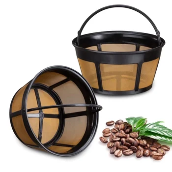 Многоразовая корзина для кофейных фильтров, фильтры для кофе на 8-12 чашек, сменный кофейный фильтр с сетчатым дном из нержавеющей стали