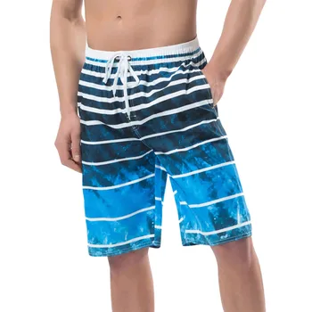 Мужская пляжная одежда, свободные быстросохнущие летние шорты, штаны для серфинга, мужские полосатые шорты большого размера, быстросохнущие пляжные шорты с Гавайским цветком