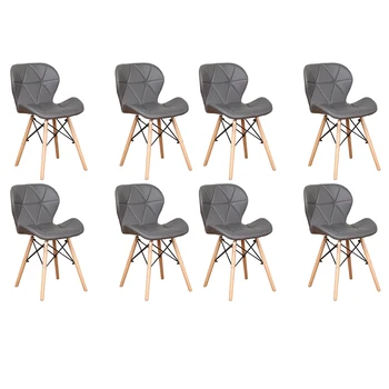 Набор из 8 Средневековых обеденных стульев, Высококачественные стулья из полиуретана с металлическими ножками для кухни-столовой (белый / Серый / Черный /коричневый)