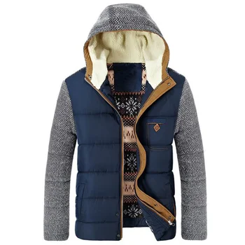 Новая зимняя куртка, Мужская Повседневная верхняя одежда, Утепленные парки с капюшоном из ягненка, Мужская мода, дизайн в стиле пэчворк, Толстое Теплое пальто, Брендовая одежда