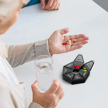 Новая коробочка для таблеток на 7 дней, мини-круглая, с откидной крышкой, Портативный держатель для таблеток, Органайзер для путешествий, Контейнер для дозирования таблеток.