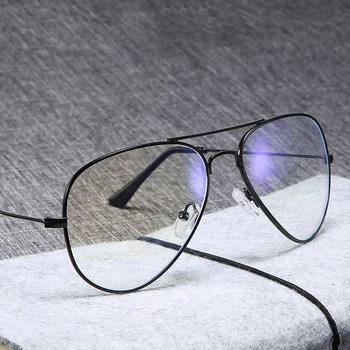 Новая металлическая оправа с плоскими линзами, модные офисные очки синего цвета, аксессуары для очков, могут быть оснащены оправой для близорукости
