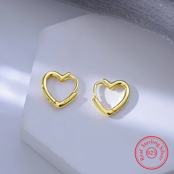 Новые женские ювелирные изделия из чистого серебра 925 пробы, модные серьги-кольца в виде сердца XY0186
