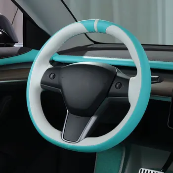 Новый защитный чехол из зеленой кожи рулевого колеса Может быть изготовлен по индивидуальному заказу Эксклюзивная кожа рулевого колеса автомобиля