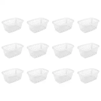 Опоры, прямоугольная пластиковая корзина для белья объемом 1,5 бушеля, белая, набор из 12 штук