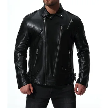 Осенне-зимнее качественное мужское мотоциклетное большое кожаное пальто с несколькими застежками-молниями, пальто из искусственной кожи, деловая повседневная куртка, пальто