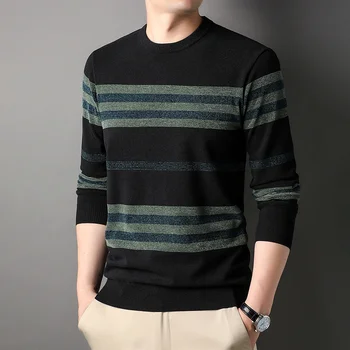 Первоклассный новый модный бренд, роскошный Дизайнерский вязаный пуловер в полоску, корейский модный мужской джемпер, свитер, повседневная мужская одежда