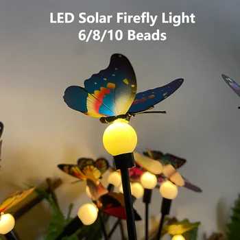 Светодиодный Солнечный светильник Firefly Light Наружная Солнечная лампа для украшения сада Динамический Зеленый листовой светильник Firefly Light 600 мАч с качающейся бабочкой