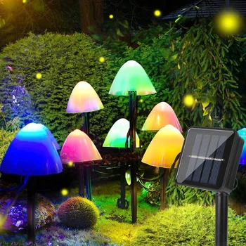 [Сделка со вспышкой] Солнечная светодиодная гирлянда в виде гриба, гирлянда для декора внутреннего дворика с садовым пейзажем, лампа для внутреннего дворика [на складе в США]