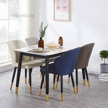 Современный простой обеденный стол в скандинавском стиле, стул для домашнего ресторана, Мягкое кресло для отеля, Кожаное обеденное кресло с подлокотником, кухонная мебель Z