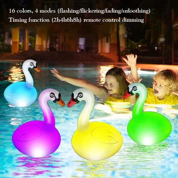Солнечные надувные плавающие лебеди горят до 12 часов Светодиодный светодиодный бассейн, плавающий во внутреннем дворике / саду для украшения свадебной вечеринки