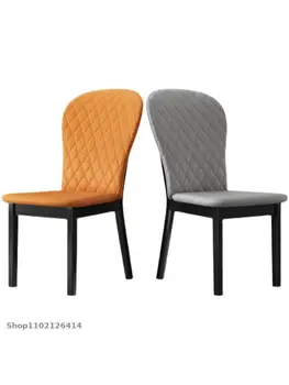 Тканевый обеденный стул из массива дерева в скандинавском стиле, современный обеденный стул со спинкой, простой стул для маленькой квартиры, чистый красный стул