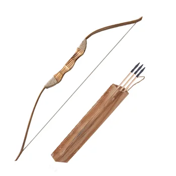 Традиционный деревянный лук 39 дюймов, детский лук и стрелы с мягкими стрелами и колчаном для начинающих, обучение стрельбе из лука для детей и молодежи